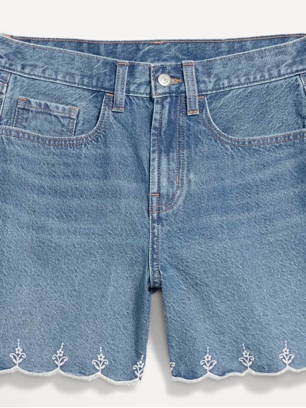 Old Navy Light Blue Denim Scalloped-Hem Shorts